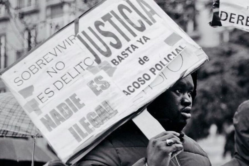 <p>Mame Mbaye, durante una manifestación.</p>