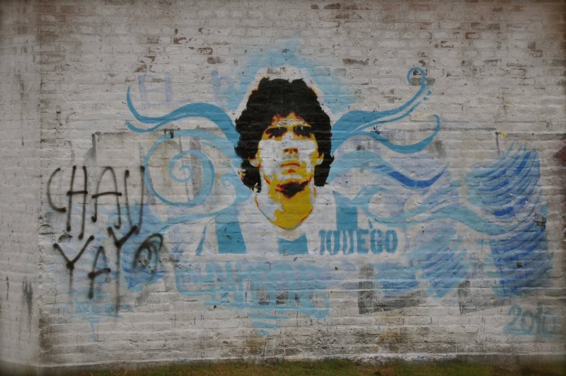 <p>Mural de Maradona, en La Boca, en Buenos Aires.</p>