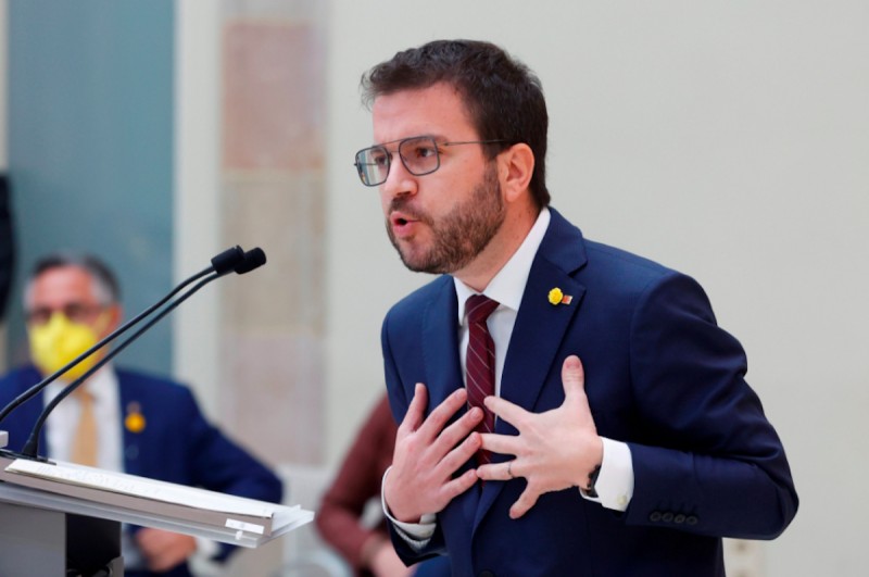 <p>Pere Aragonès, durante la primera sesión del debate de investidura en Catalunya.</p>