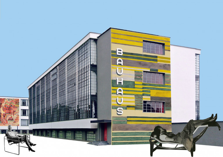 <p>Edificio de la Bauhaus en Dessau, con diseños del taller de textiles.</p>