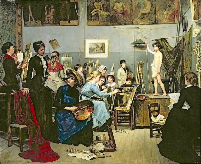 <p>En el estudio, Marie Bashkirtseff.</p>