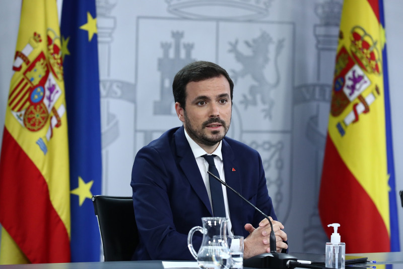 <p>Alberto Garzón, en rueda de prensa tras un consejo de ministros en julio de 2021.</p>