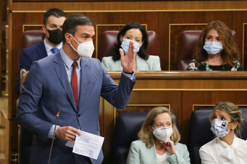 <p>El presidente del Gobierno, Pedro Sánchez, durante su intervención en la sesión del control en el Congreso del 20 de octubre.</p>