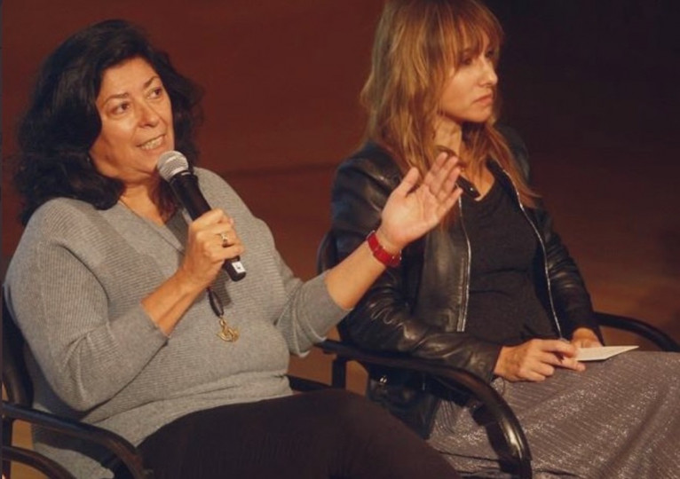 <p>Almudena Grandes junto a Ana Pardo de Vera, en la Jornadas feministas de CTXT, en noviembre de 2018.</p>