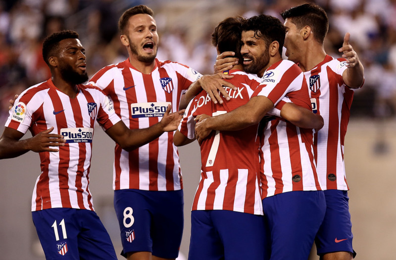<p>Celebración del gol de João Félix en New Yersey (2019), que acabó Atlético de Madrid 7 - Real Madrid 3.</p>