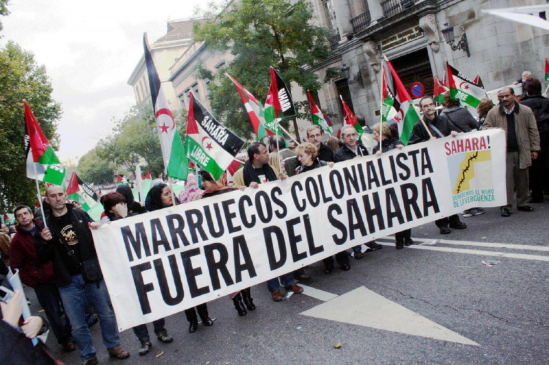 <p>Manifestación en 2010 en Madrid en apoyo al Sáhara. </p>
