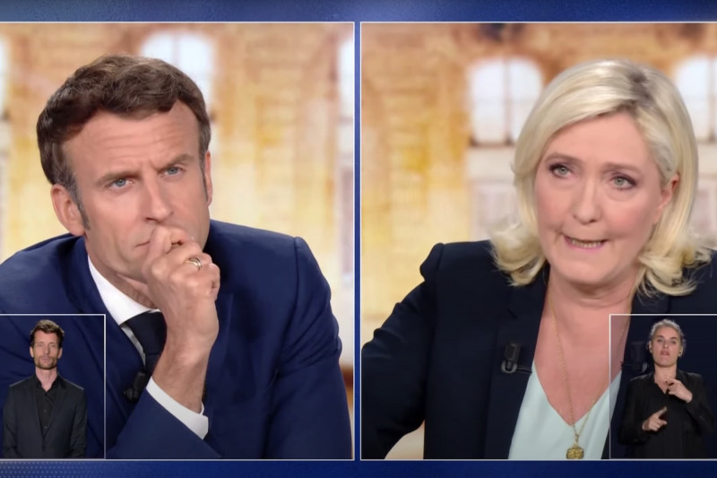 <p>Emmanuel Macron y Marine Le Pen, durante el debate de la segunda vuelta de las elecciones presidenciales de Francia.</p>