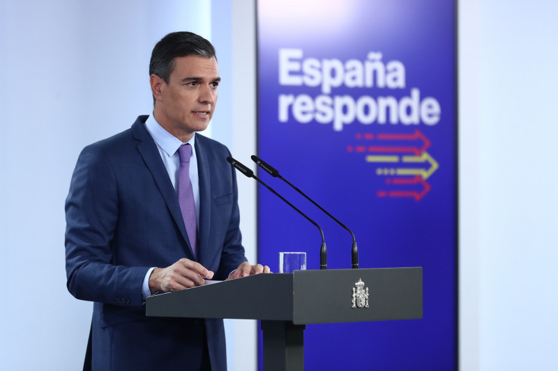 <p>Pedro Sánchez comparece ante los medios, tras la reunión del Consejo de Ministros extraordinario del 25 de junio.</p>