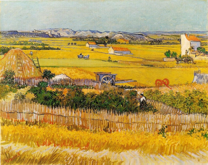 <p>La cosecha. Óleo sobre lienzo. Vincent van Gogh (1888).</p>