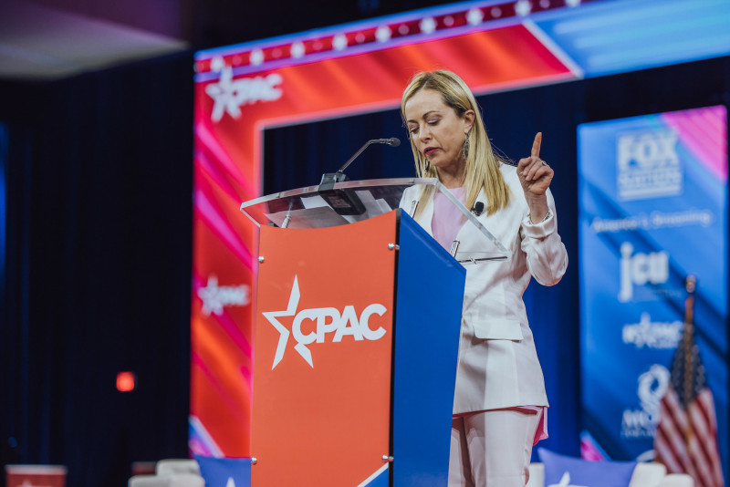 <p>Giorgia Meloni en la Conferencia de Acción Política Conservadora (CPAC), celebrada en Florida en febrero.</p>