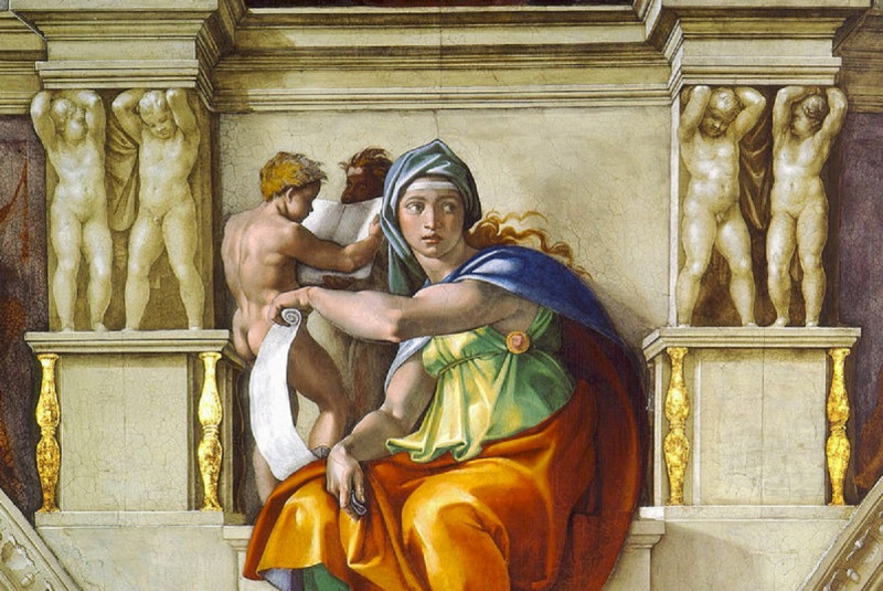 <p>La Sibila Délfica pintada por Miguel Ángel en la Capilla Sixtina.</p>