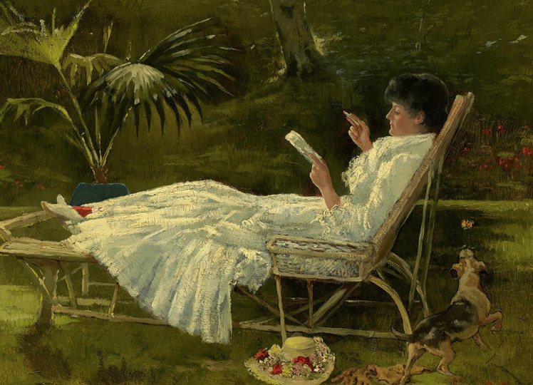 <p><em>Mujer leyendo.</em> Barbour, 1910. </p>