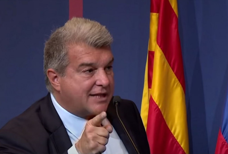 <p>Joan Laporta, presidente del FC Barcelona, hablando del Caso Negreira.</p>