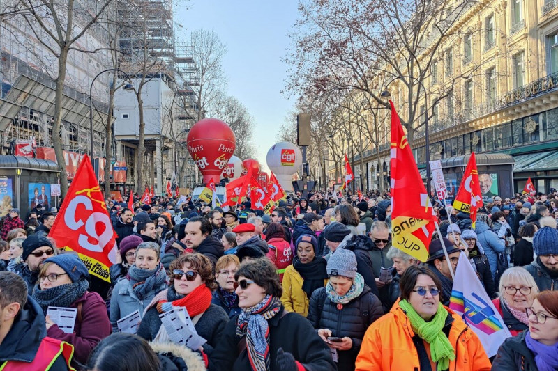 <p>Imagen de una de las multitudinarias protestas contra la reforma de las pensiones de Macron. <strong>/ CGT</strong></p>