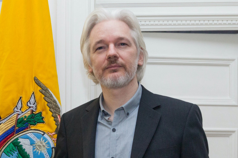 <p>Julian Assange, durante una rueda de prensa en la Cancillería de Ecuador de Londres, el 18 de agosto de 2014. <strong>/ David G Silvers</strong></p>