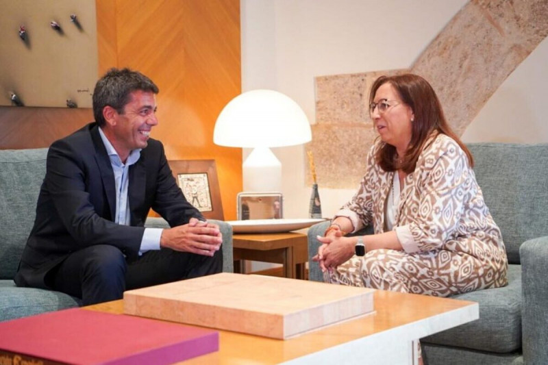 <p>Carlos Mazón, presidente de la Generalitat Valenciana, presenta su candidatura a su socia Llanos Massó, de Vox. / <strong>PPCV</strong></p>