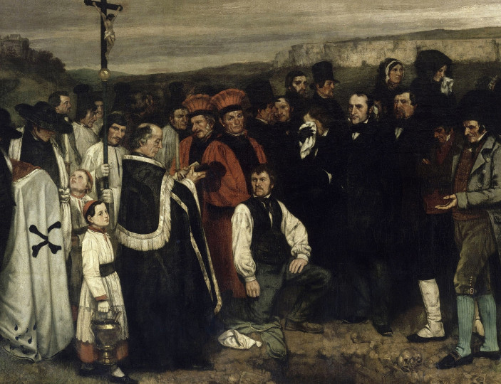 <p><em>Entierro en Ornans</em> (detalle). Gustave Courbet, 1849. </p>