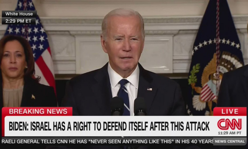 <p>La CNN recoge declaraciones del presidente Biden: “Israel tiene derecho a defenderse tras el ataque”.</p>