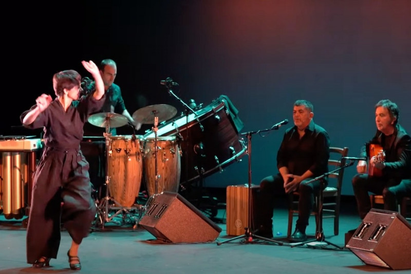 <p>Leonor Leal, Antonio Moreno, Perrate y Alfredo Lagos, en <em>Carretera Utrera-Jerez</em>, el 22 de octubre en Madrid. / <strong>Flamenco TV</strong></p>