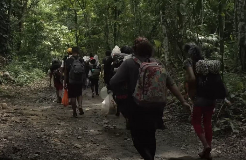 <p>Un grupo de migrantes se adentra en la peligrosa selva del Darién. / <strong>Todo Noticias (Youtube)</strong></p>