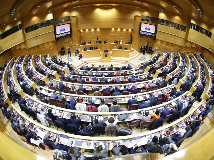 <p>El Pleno del Congreso de los Diputados, reunido en el Senado, el 10 de enero. / <strong>VERÓNICA POVEDANO</strong></p>