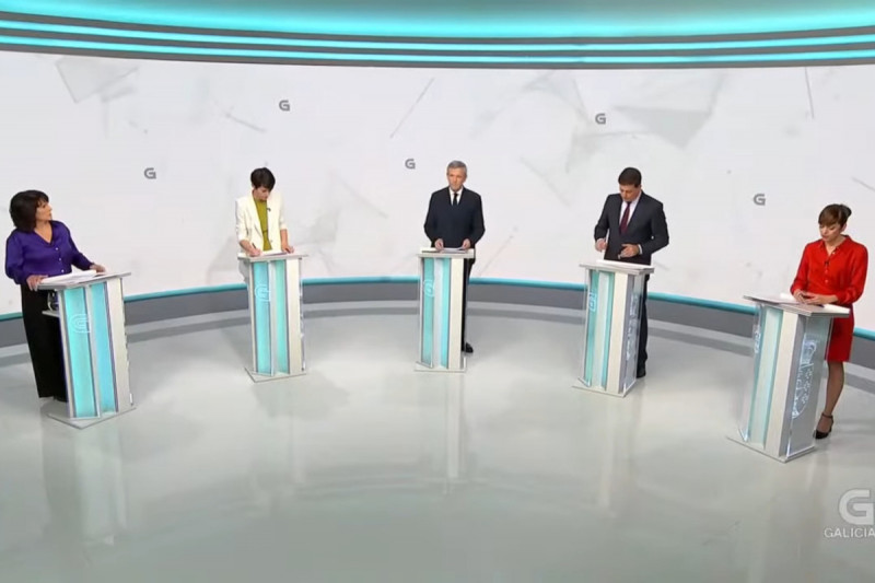 <p>Imagen de la retransmisión del debate electoral de TVG celebrado el 5 de febrero. / <strong>YouTube (Cadena SER)</strong></p>