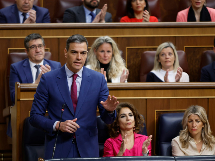 <p>El presidente del Gobierno, Pedro Sánchez, en la sesión plenaria del 24 de abril de 2024. / <strong>Congreso de los Diputados</strong></p>