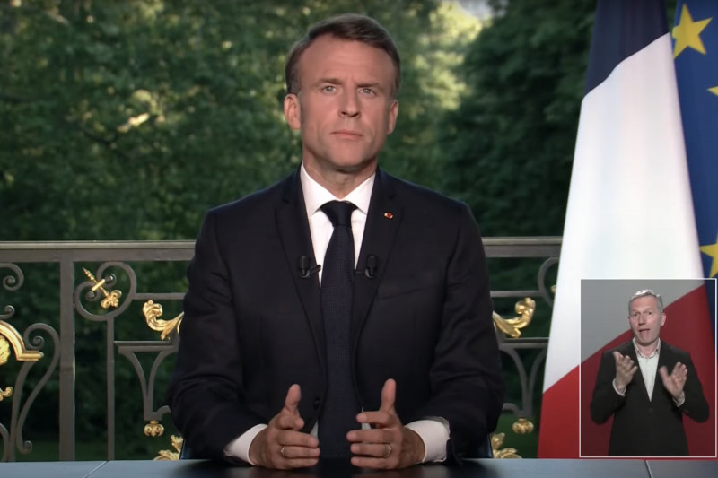 <p>Emmanuel Macron, durante el anuncio de la disolución de la Asamblea Nacional, el 9 de junio de 2024. / <strong>Élysée</strong></p>