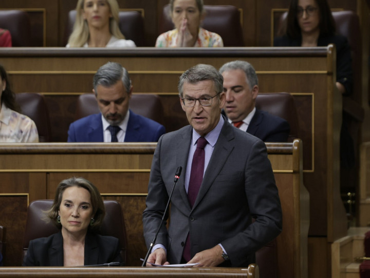 <p>Alberto Núñez Feijóo, presidente del PP, en la sesión plenaria del 19 de junio. / <strong>Congreso de los Diputados</strong></p>