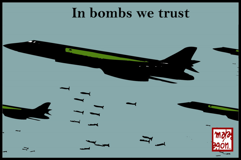 <p><em>In bombs we trust</em>. / <strong>Malagón</strong></p>