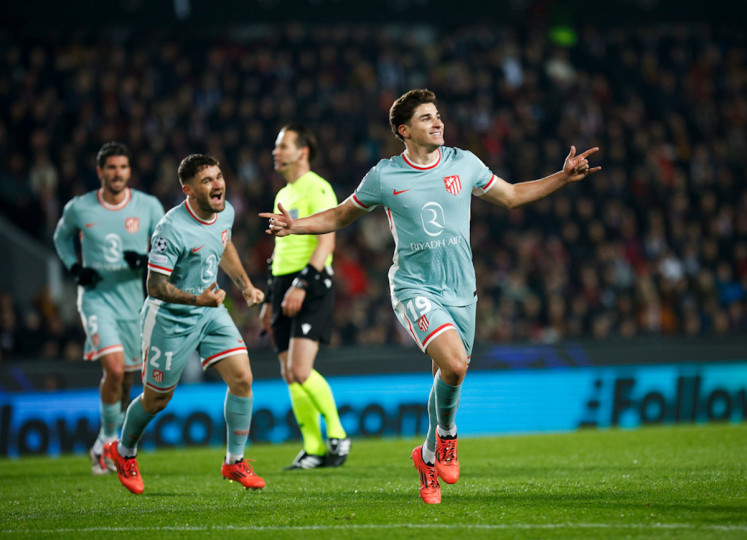 <p>Julián Álvarez celebra uno de sus tantos en la goleada en casa del Sparta de Praga. / <strong>Club Atlético de Madrid</strong></p>