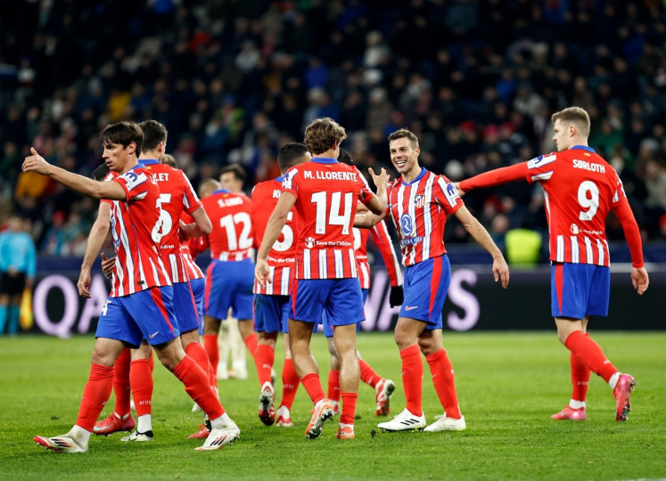 <p>Los jugadores del Atleti celebran la victoria del partido. / <strong>Club Atlético de Madrid</strong></p>