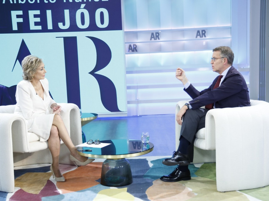 <p>Ana Rosa Quintana entrevista a Alberto Núñez Feijóo después del 28M. / <strong>Mediaset</strong></p>