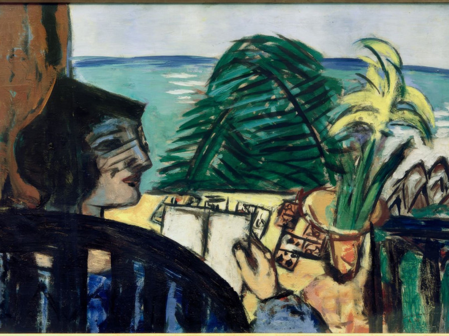 <p>Mujer leyendo junto al mar (1939), de Max Beckmann.</p>