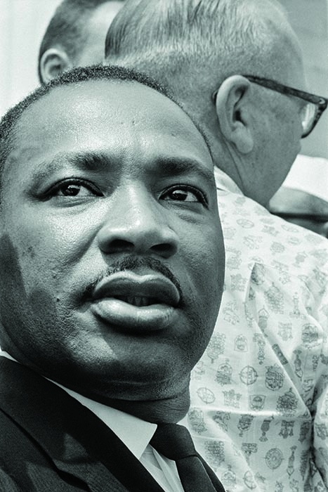 Un primer plano de  Martin Luther King. 