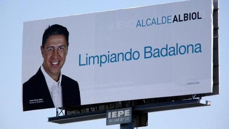 <p>Cartel electoral de Garcia Albiol en las municipales de Badalona. </p>