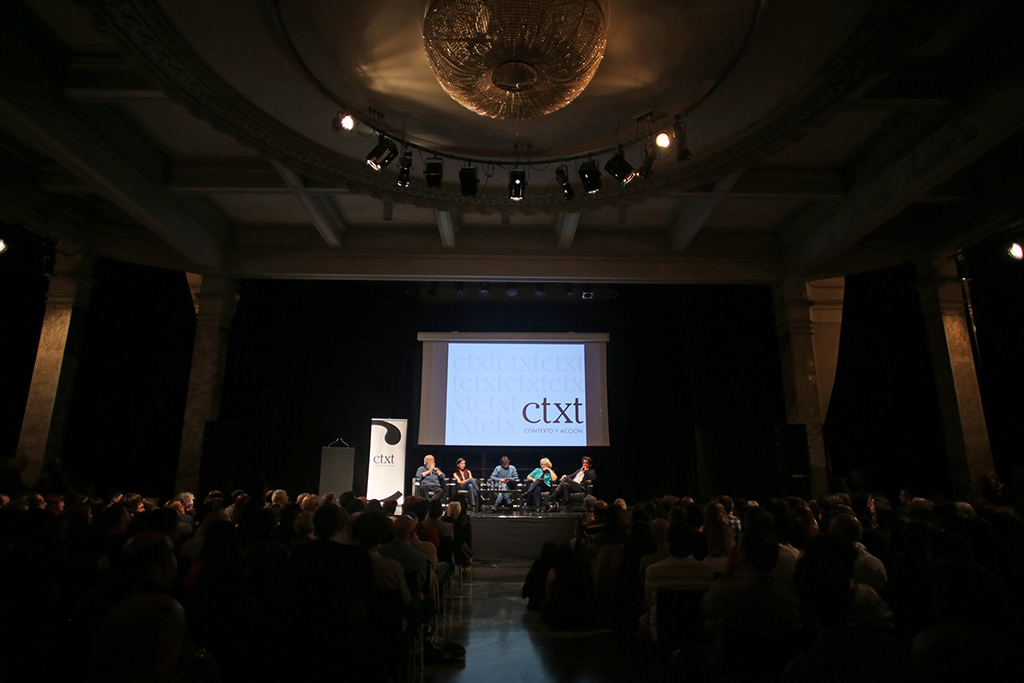 <p>Imagen de la sala en la noche de la presentación de CTXT en el Círculo de Bellas Artes.</p>