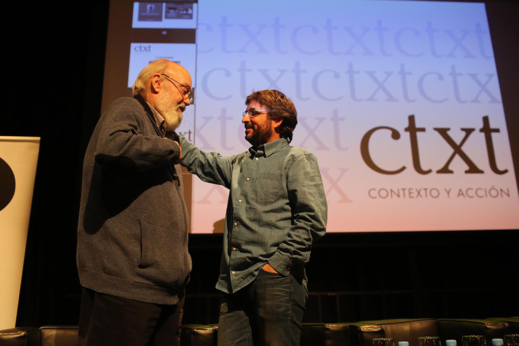 <p>José Luis Cuerda y Jordi Évole, durante la presentación.</p>