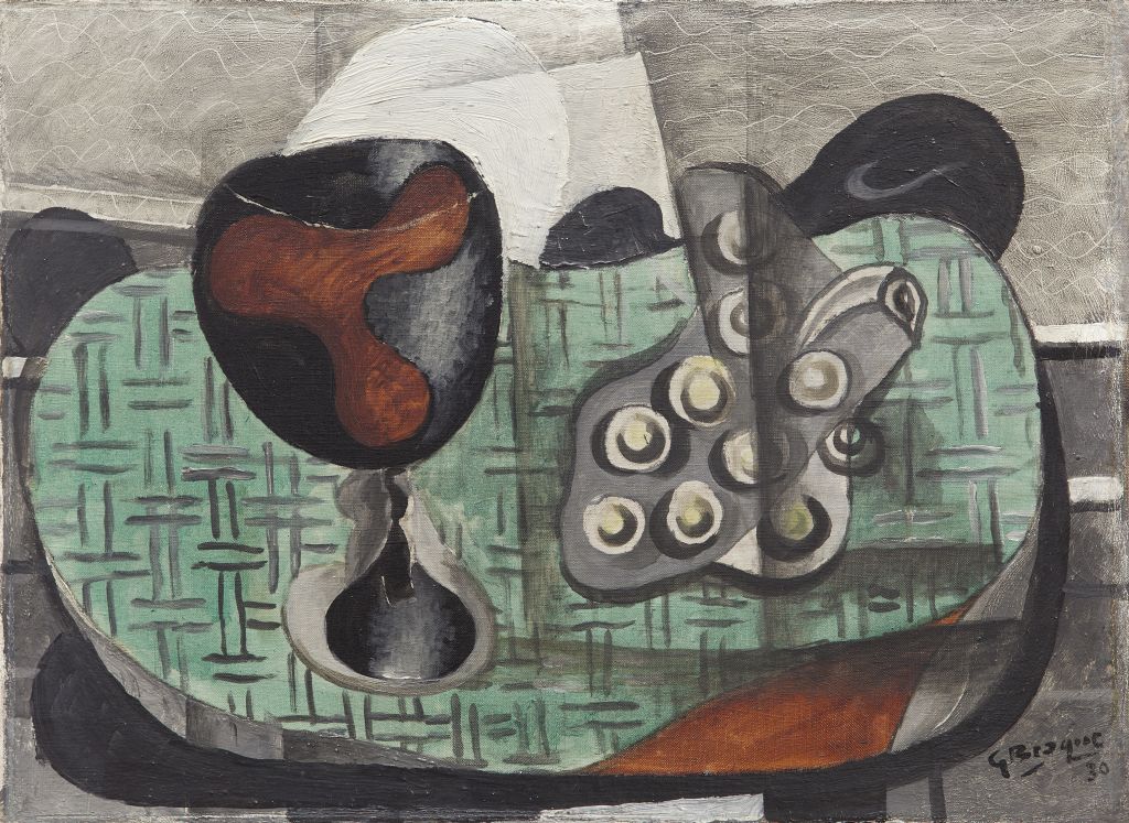 <p>Georges Braque. <em>Copas y uvas, 1930</em>. Óleo sobre lienzo. Colección de Arte Abanca.</p>