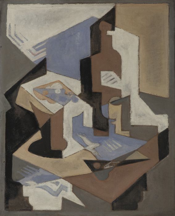 <p>María Blanchard. <em>Composición cubista con botella</em>, 1918. Óleo sobre lienzo. Colección de Arte Abanca.</p>