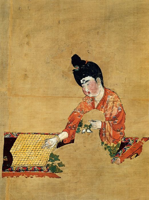 <p>Mujer jugando al go (Dinastia Tang. ca 744). Descubierta en las Tumbas de Astana.</p>
