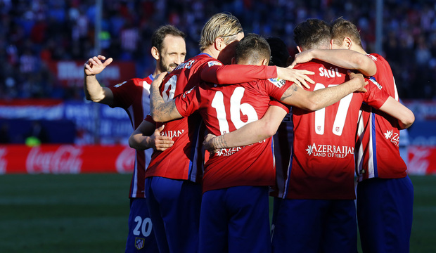 <p>Los jugadores del Atlético celebran un gol</p>