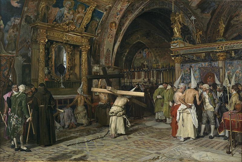 <p>Penitentes en la Basílica Inferior de Asís, por José Jiménez Aranda.</p>