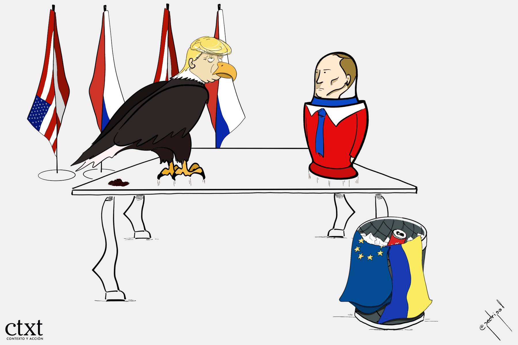 <p>Trump, Putin, Ukrania, UE. / <strong>Pedripol </strong></p>